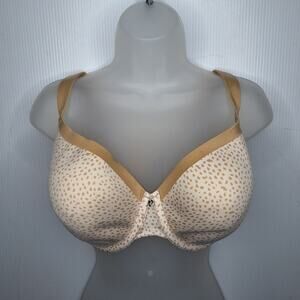 Cacique Lightly Lined Full Coverage Underwire Bra 40DD Polka Dot Nude Cream